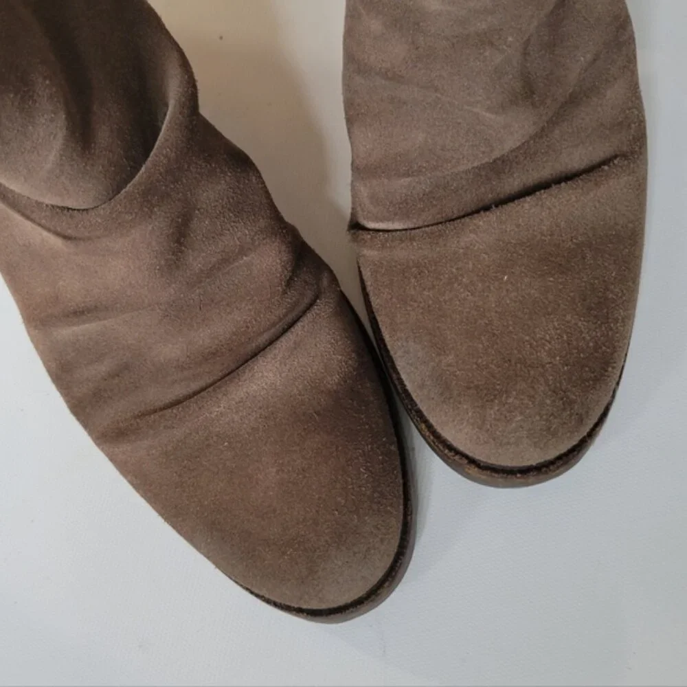 BOS & CO Barlow Suede Lace Up Back Heeled Booties Size 39 EU  8 US